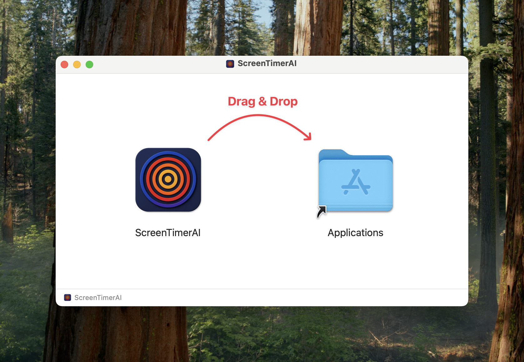 Drag and drop ScreenTimerAI to Applications folder